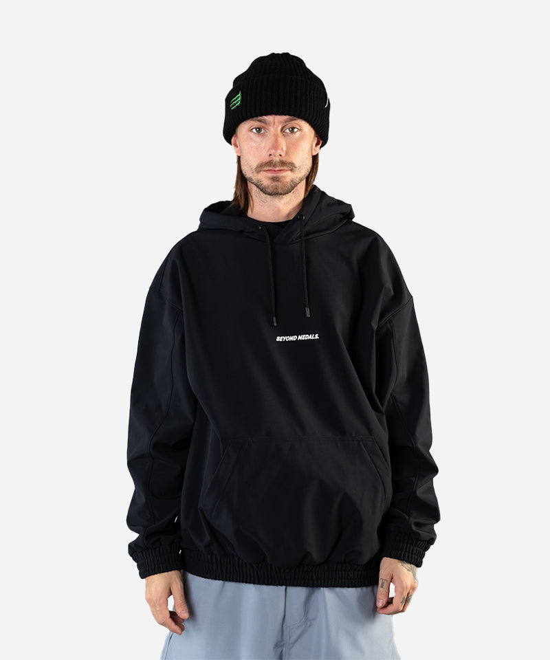BeyondMedalsSoftshellHoodieBlack-ModelFront