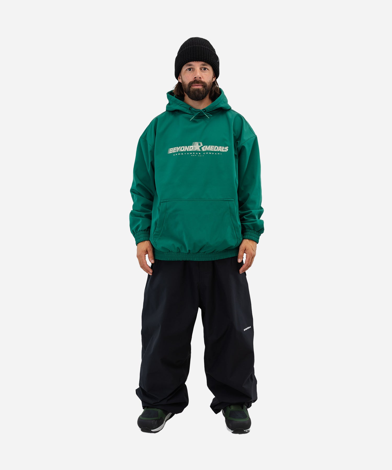 BeyondMedalsSoftshellHoodieGreen-ModelFullBody