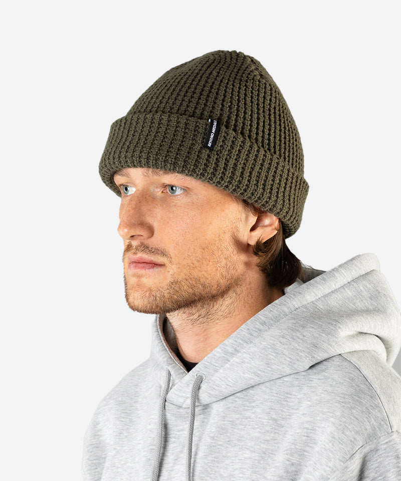 BeyondMedalsWaffleBeanieGreen-OnModel