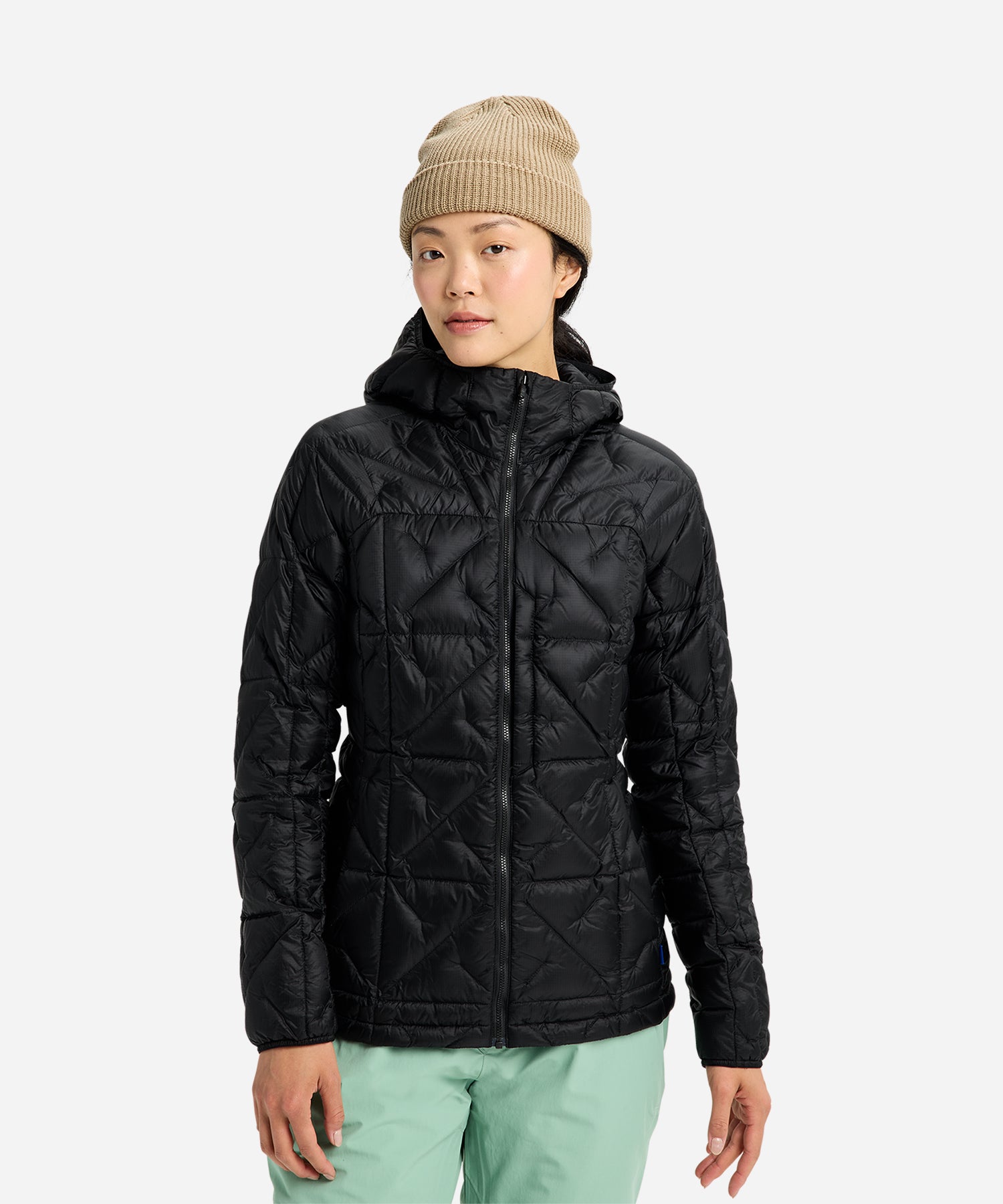 BurtonAKWomen_sBakerDownHoodedJacketTrueBlack-ModelFront