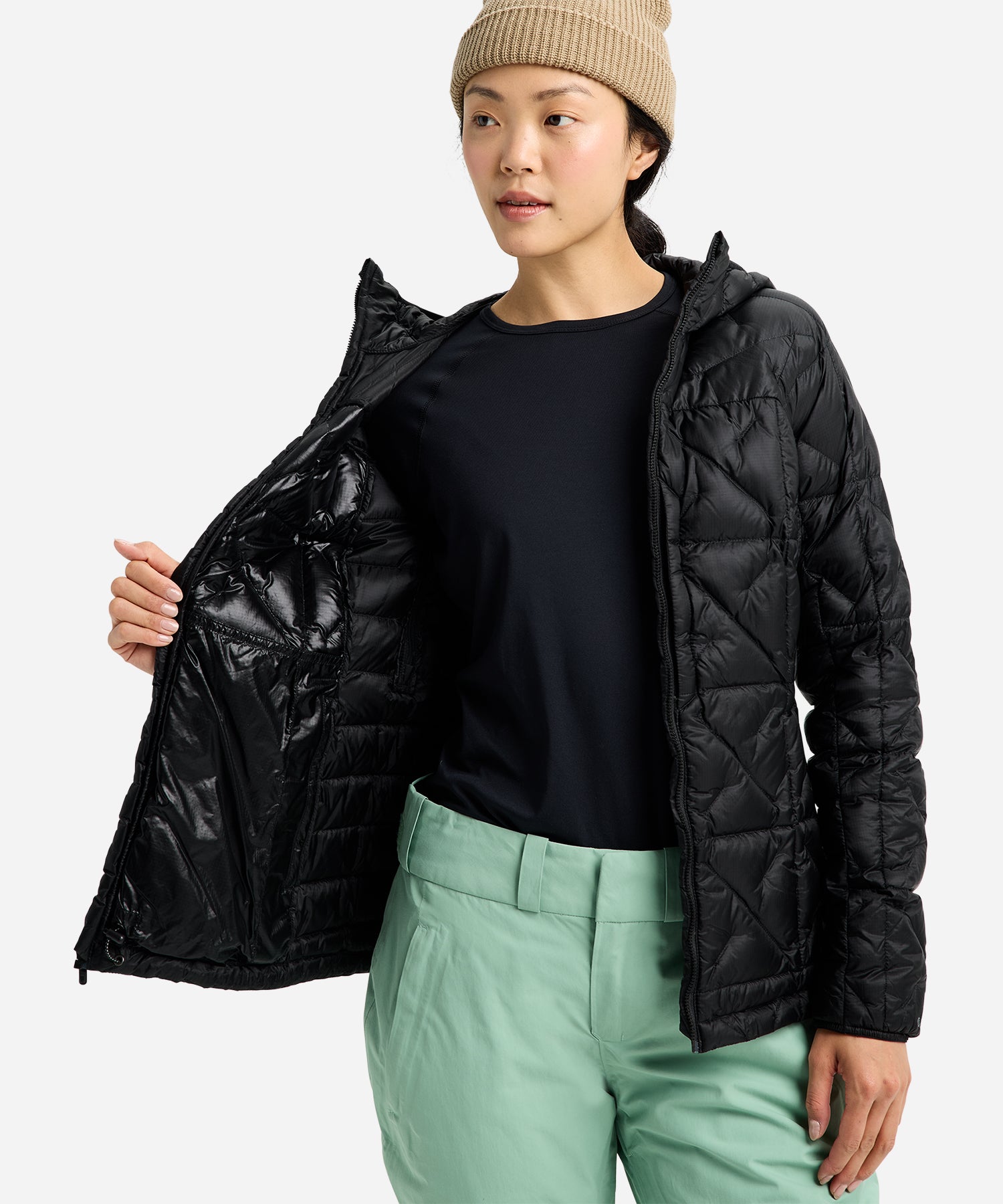 BurtonAKWomen_sBakerDownHoodedJacketTrueBlack-Open