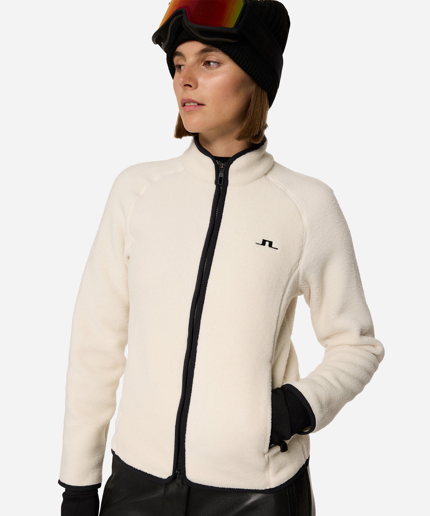 J.LindebergCatherineFleeceMidLayerMoonbeam-ModelFrontClose