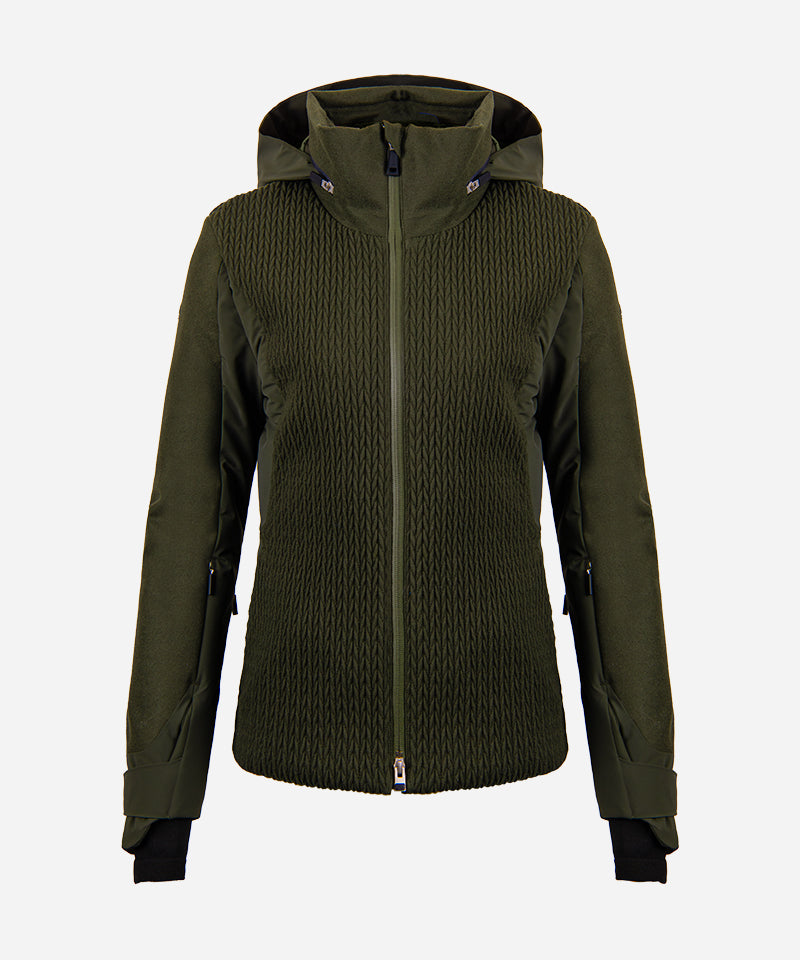 KjusSmockedLuxeJacketDarkOlive-Front