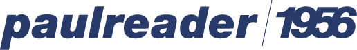 Paulreader logo with '1956' in blue text
