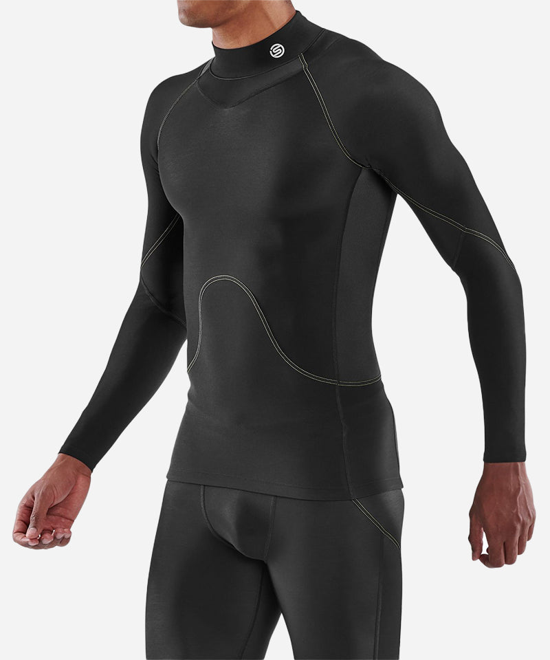 SkinsSeries-3Men_sLongSleeveTopThermalBlack-ModelLeft