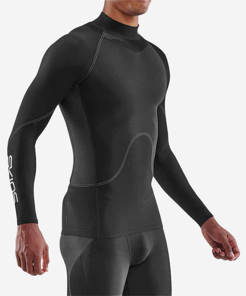 SkinsSeries-3Men_sLongSleeveTopThermalBlack-ModelRight