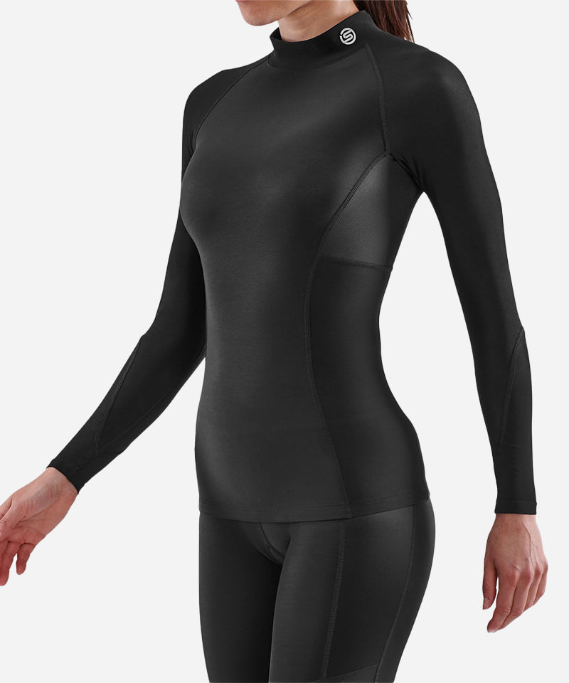 SkinsSeries-3Women_sLongSleeveTopThermalBlack-ModelLeft