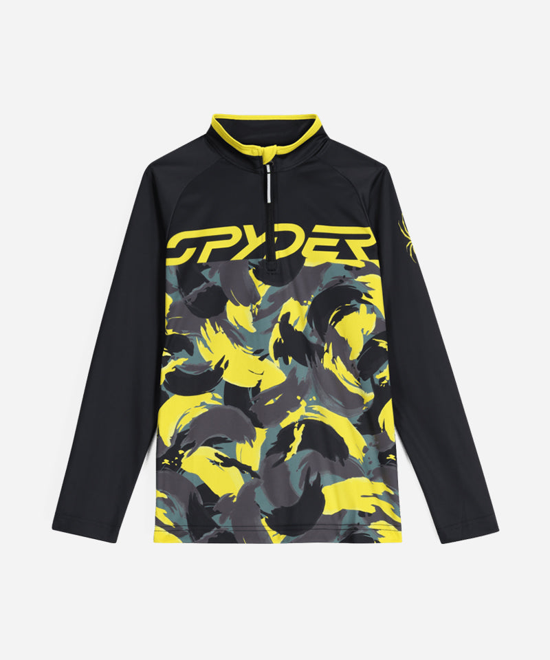 SpyderKid_sCamo1_2ZipMidLayerAcidYellow-Front