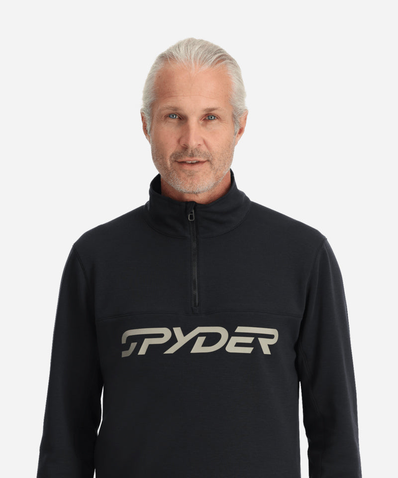 SpyderSpeedFleece1_2ZipMidLayerBlackLogo-Close