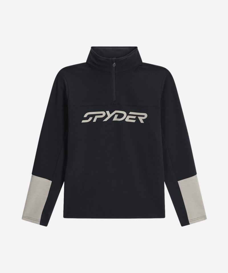 SpyderSpeedFleece1_2ZipMidLayerBlackLogo-Front