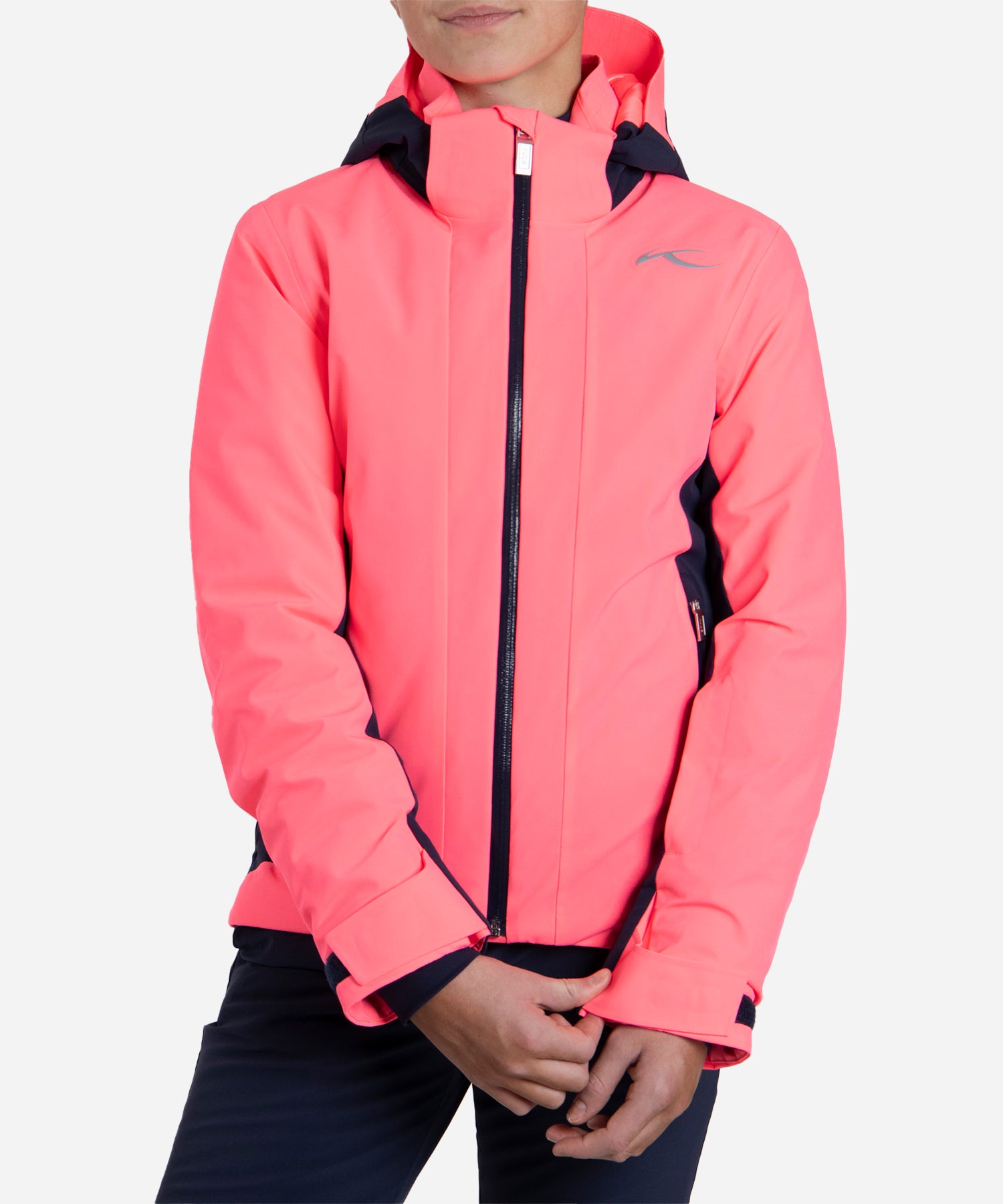 KJUSGirl_sDownhillJacketCyberPink_AtlantaBlue-ModelFront