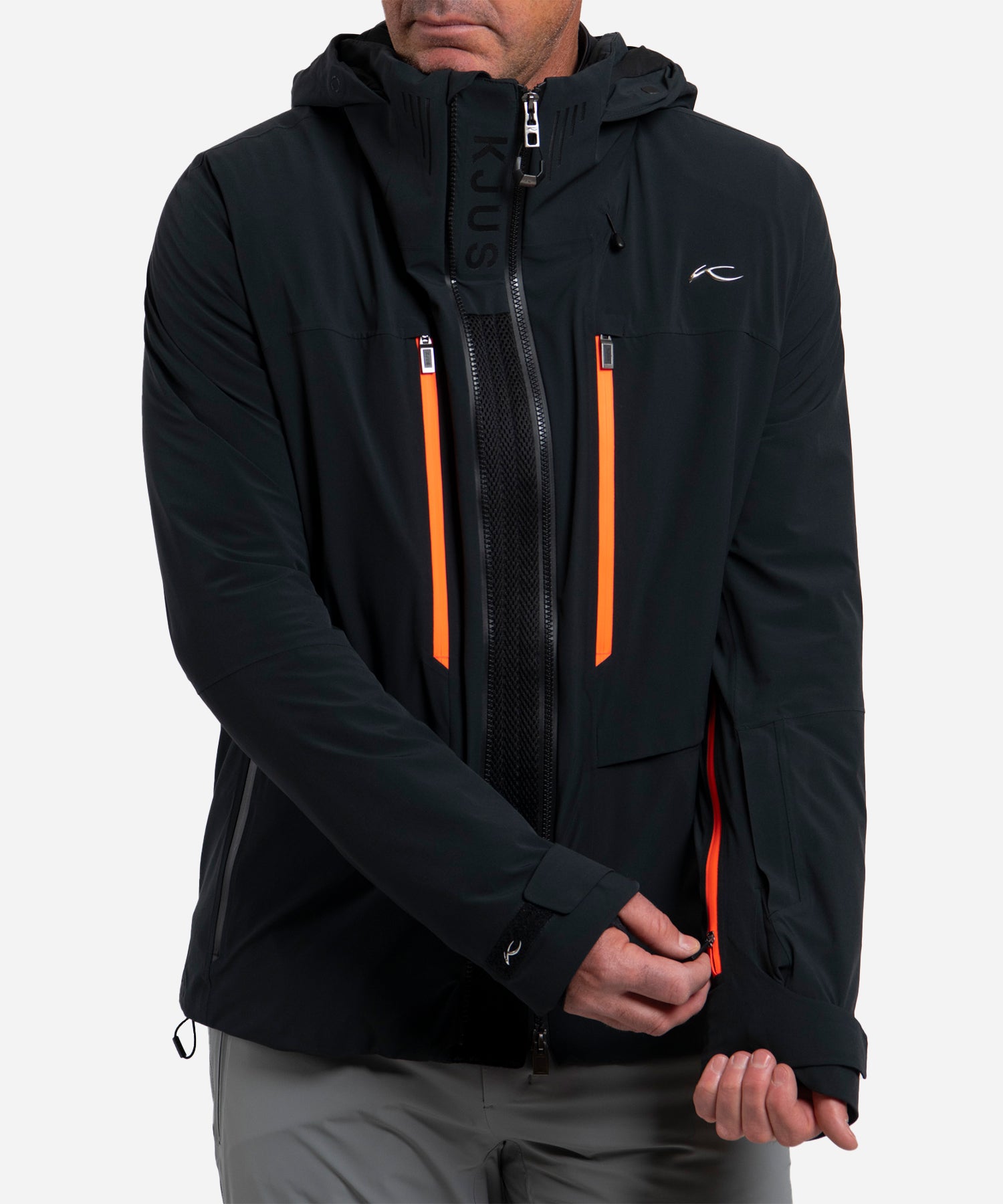 KJUSMen_sLasseAirflowJacketBlackSolarFlare-ModelFrontTwo