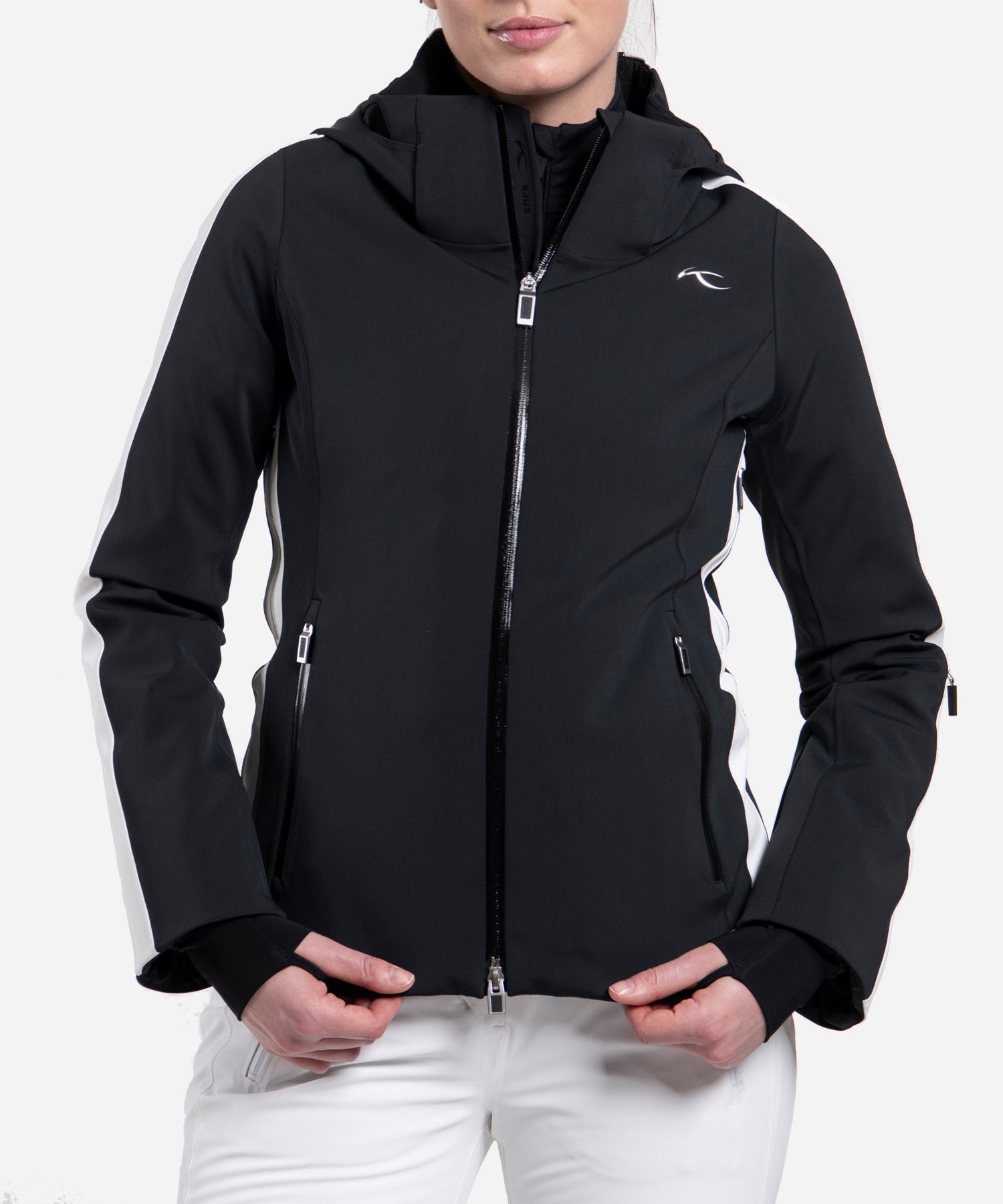 KJUSWomen_sFormulaJacketBlack_White-ModelFront
