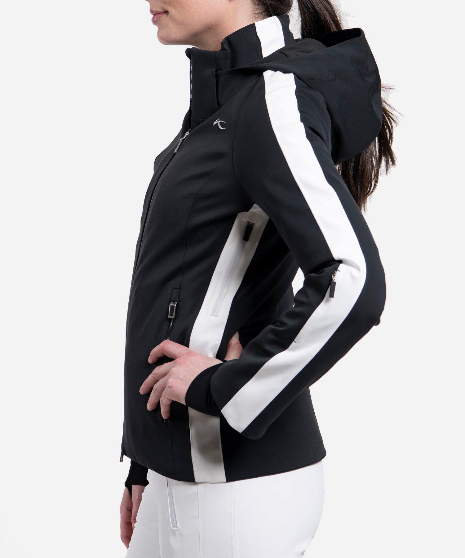 KJUSWomen_sFormulaJacketBlack_White-ModelSide