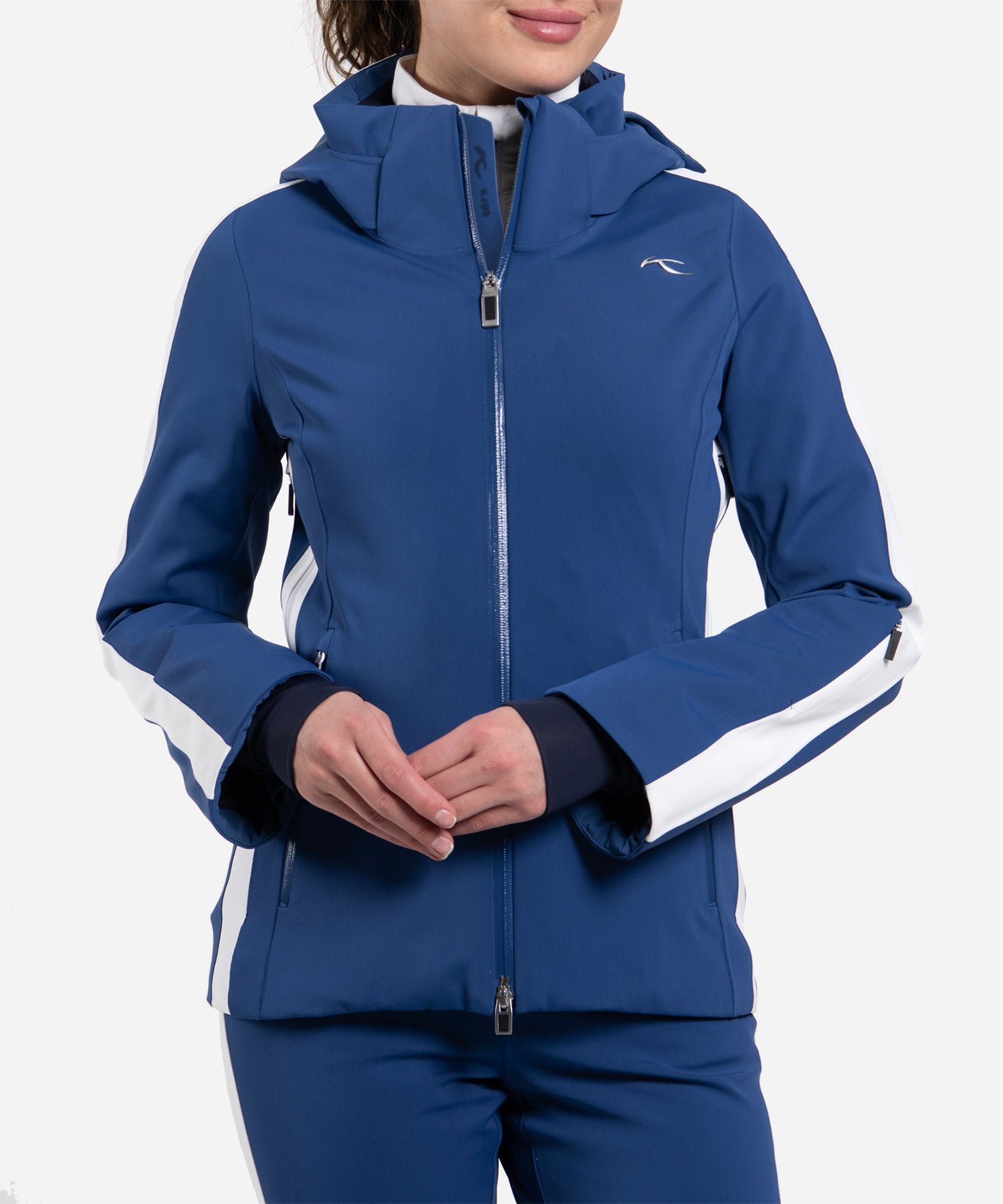 KJUSWomen_sFormulaJacketSapphire_White-ModelFront