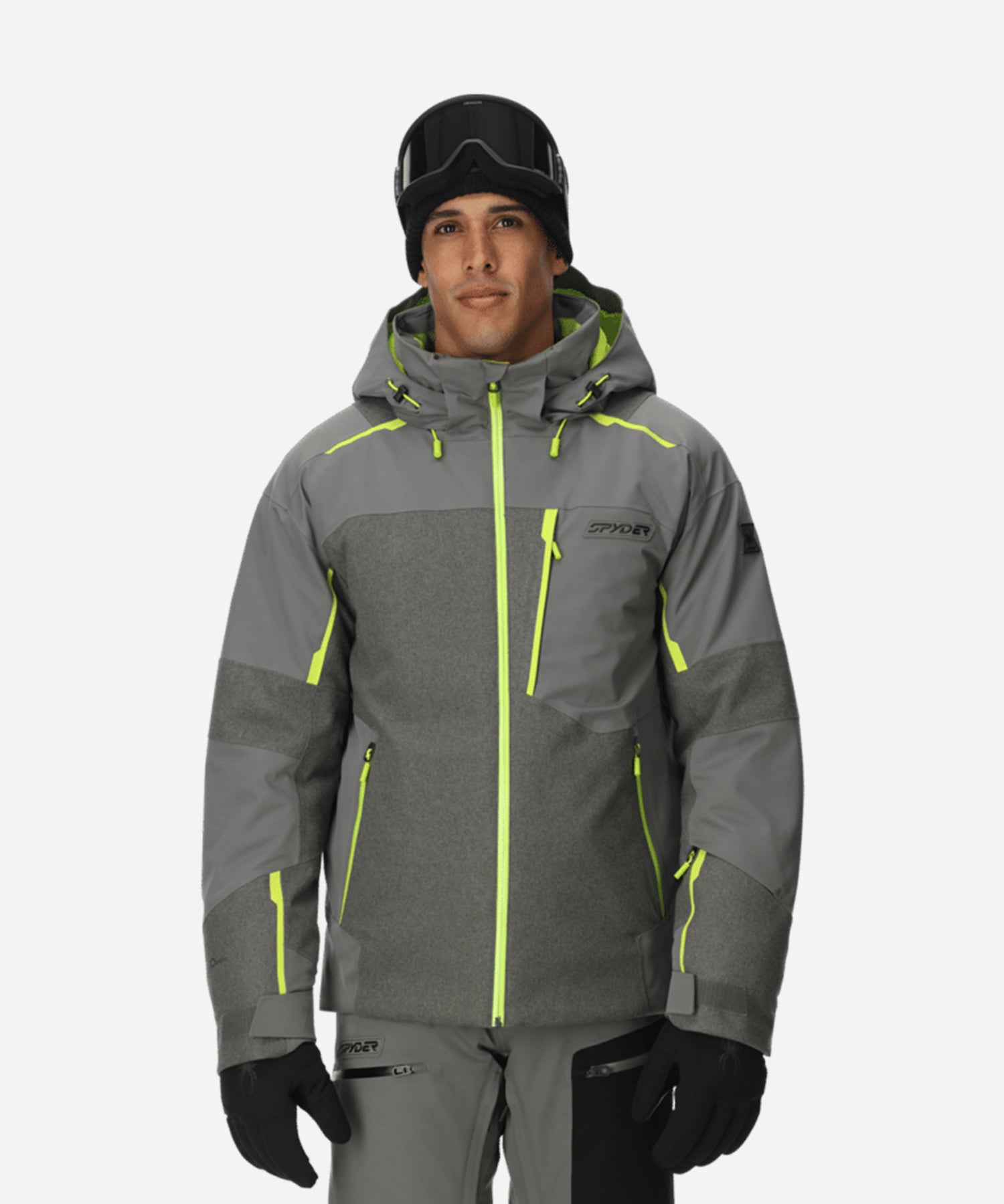 SpyderLeaderJacketStormMelange-ModelFront